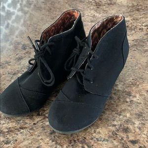 Lace up wedge booties